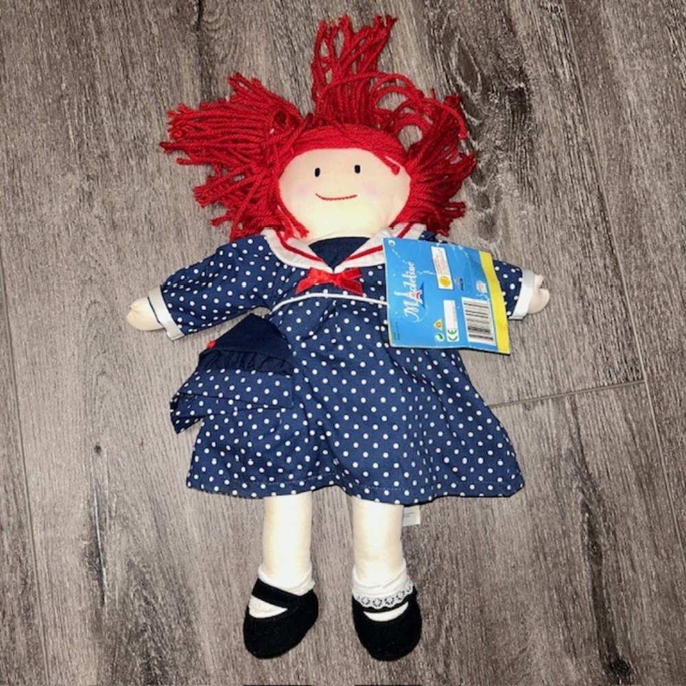 Madeline Plush: 2003 14” Stuffed Doll Dressable Ragdoll Polka Dot Dress NWT  Fro